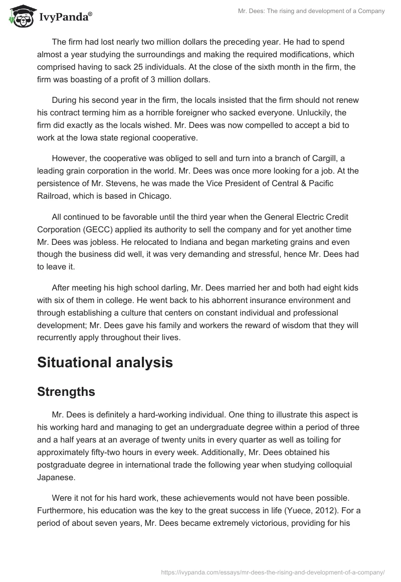 Mr. Dees: The rising and development of a Company. Page 2