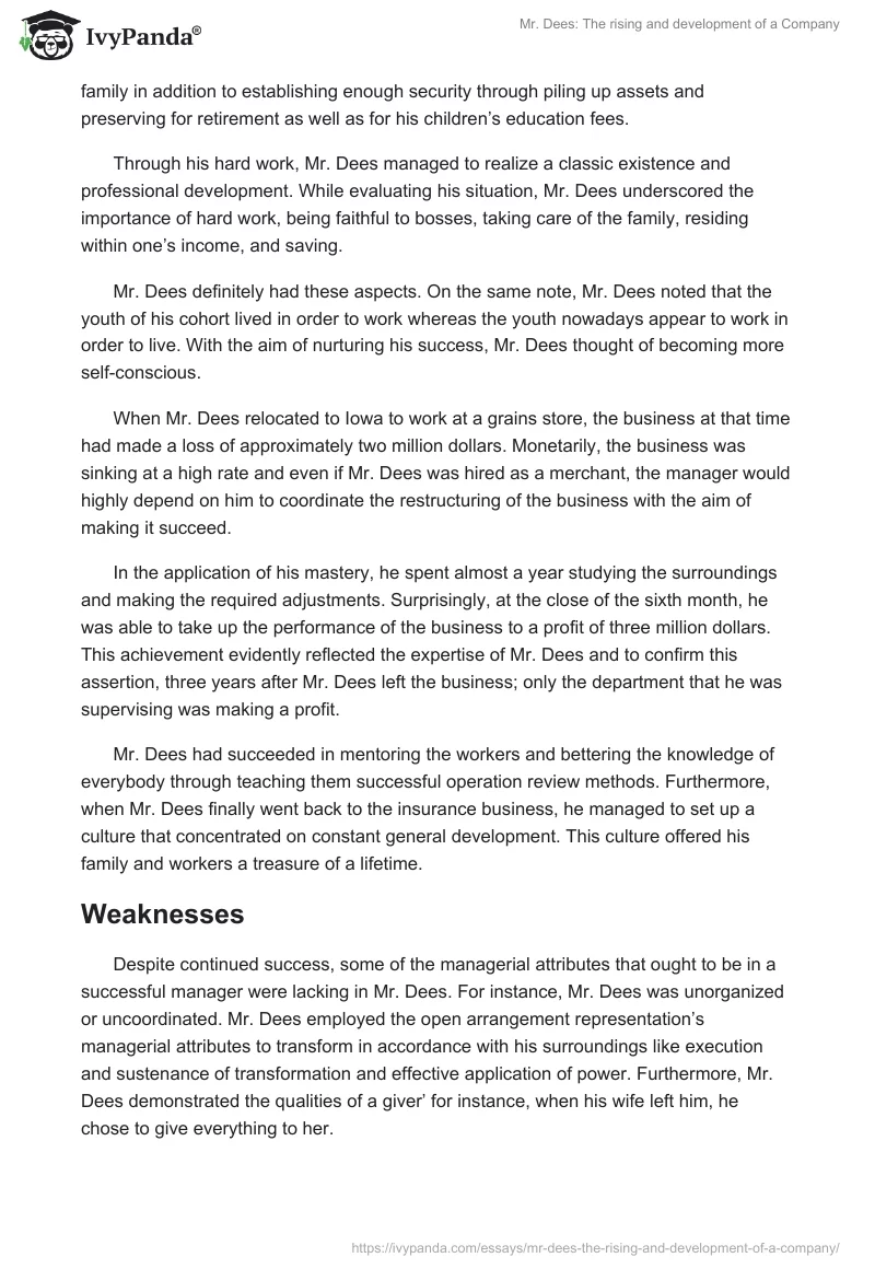 Mr. Dees: The rising and development of a Company. Page 3