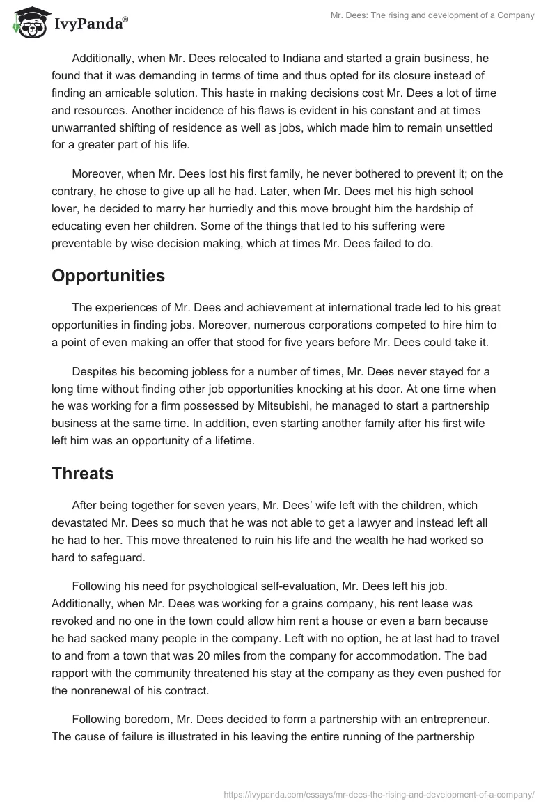 Mr. Dees: The rising and development of a Company. Page 4