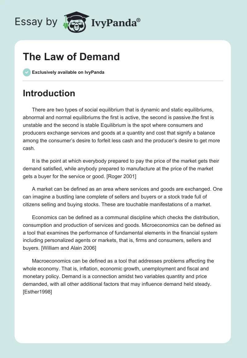 The Law of Demand. Page 1