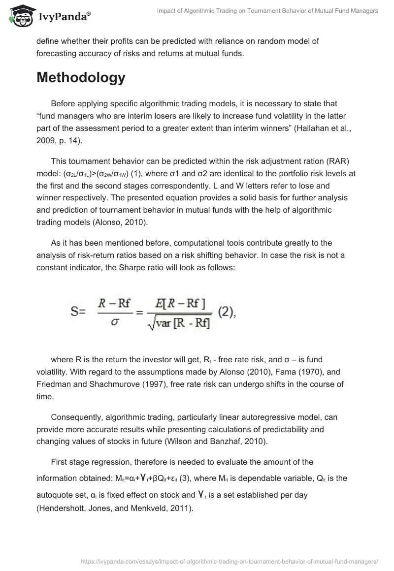 Impact of Algorithmic Trading on Tournament Behavior of Mutual Fund Managers. Page 3