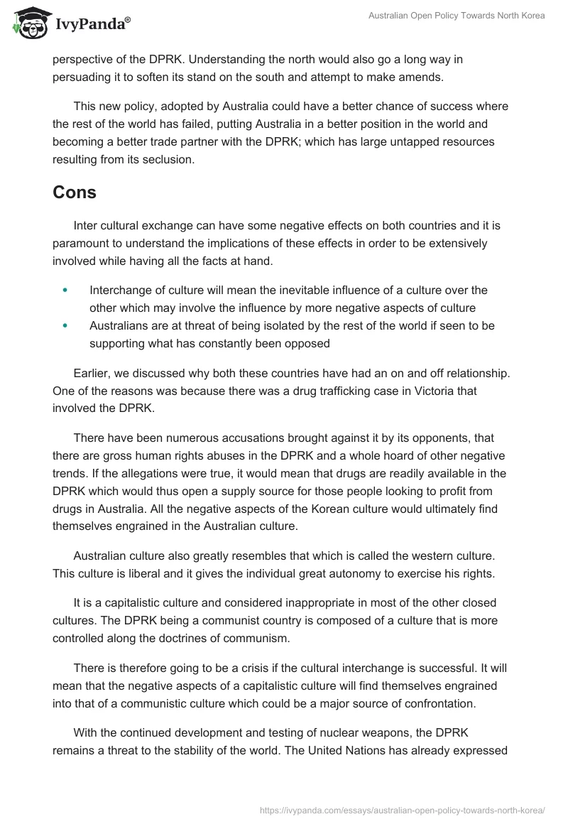 Australian Open Policy Towards North Korea. Page 4