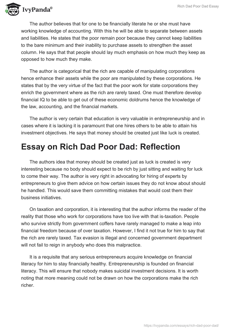 Rich Dad Poor Dad Essay. Page 3