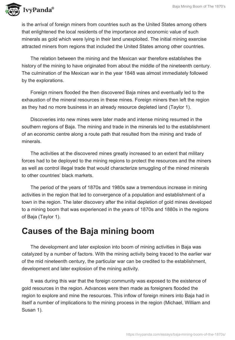 Baja Mining Boom of The 1870’s. Page 2