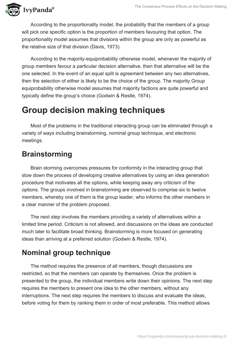 The Consensus Process Effects on the Decision Making. Page 3