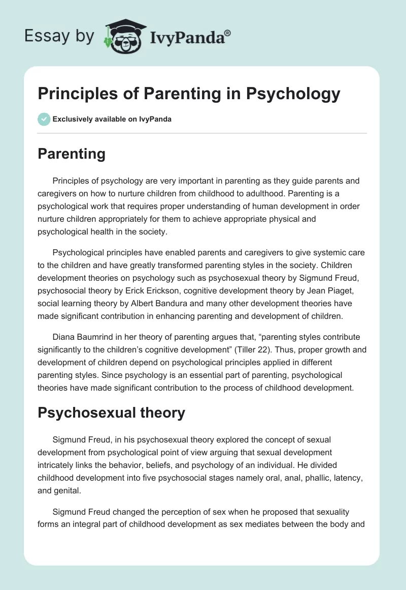 Principles of Parenting in Psychology. Page 1