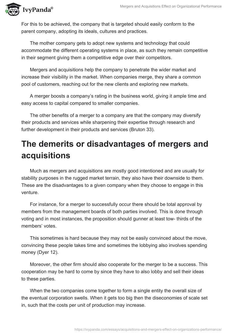 Mergers and Acquisitions Effect on Organizational Performance. Page 4