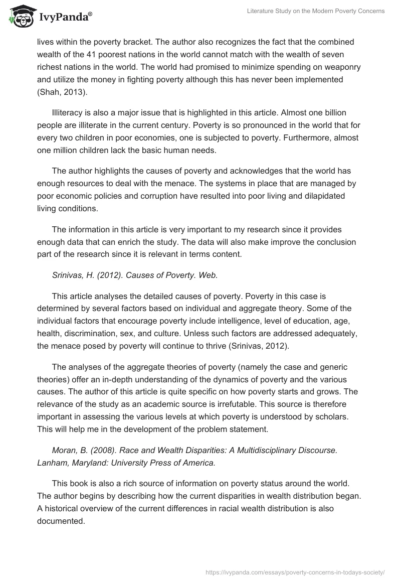 Literature Study on the Modern Poverty Concerns. Page 3