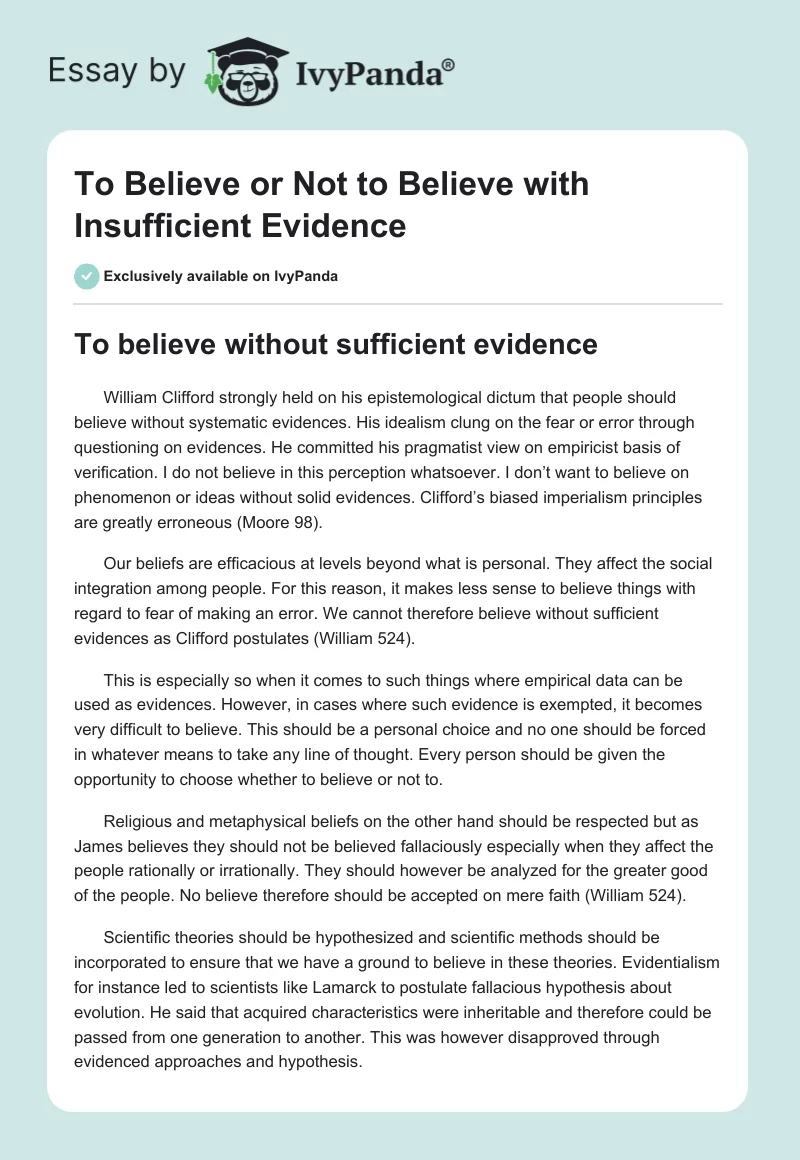 To Believe or Not to Believe with Insufficient Evidence. Page 1
