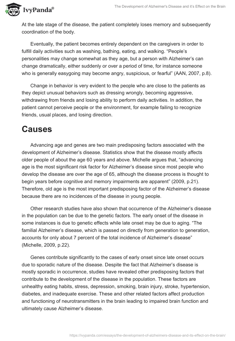 The Development of Alzheimer's Disease and It’s Effect on the Brain. Page 5