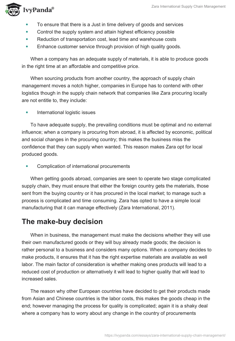 Zara International Supply Chain Management. Page 2