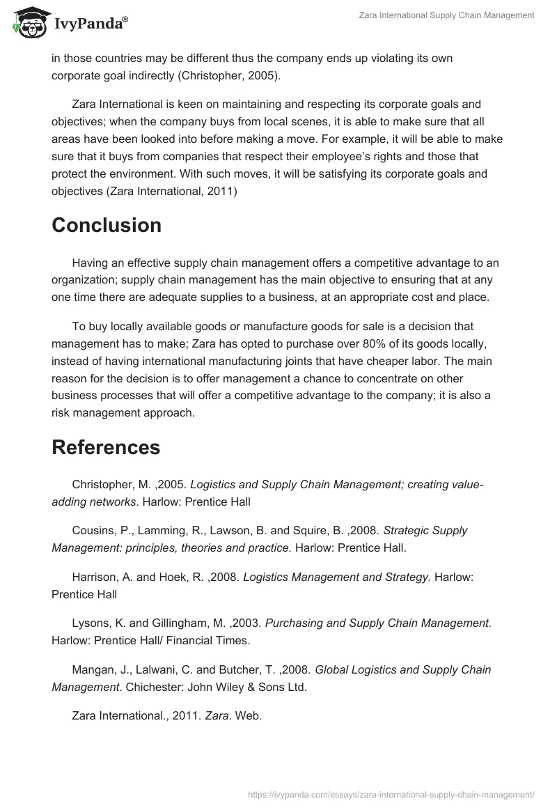 Zara International Supply Chain Management. Page 5