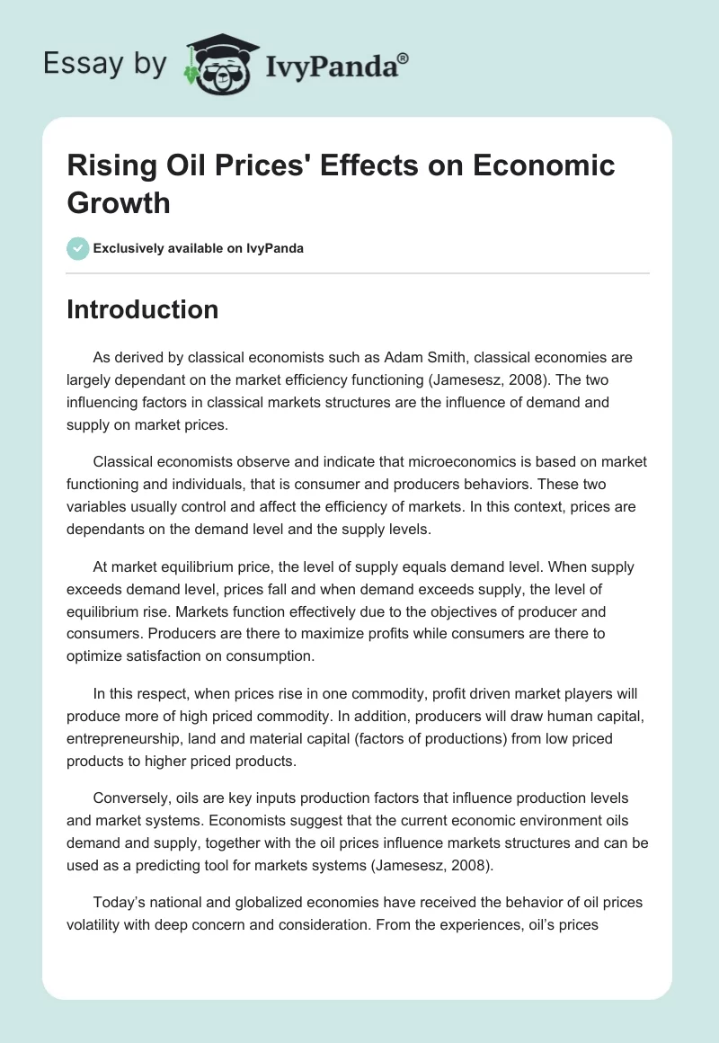 Rising Oil Prices' Effects on Economic Growth. Page 1