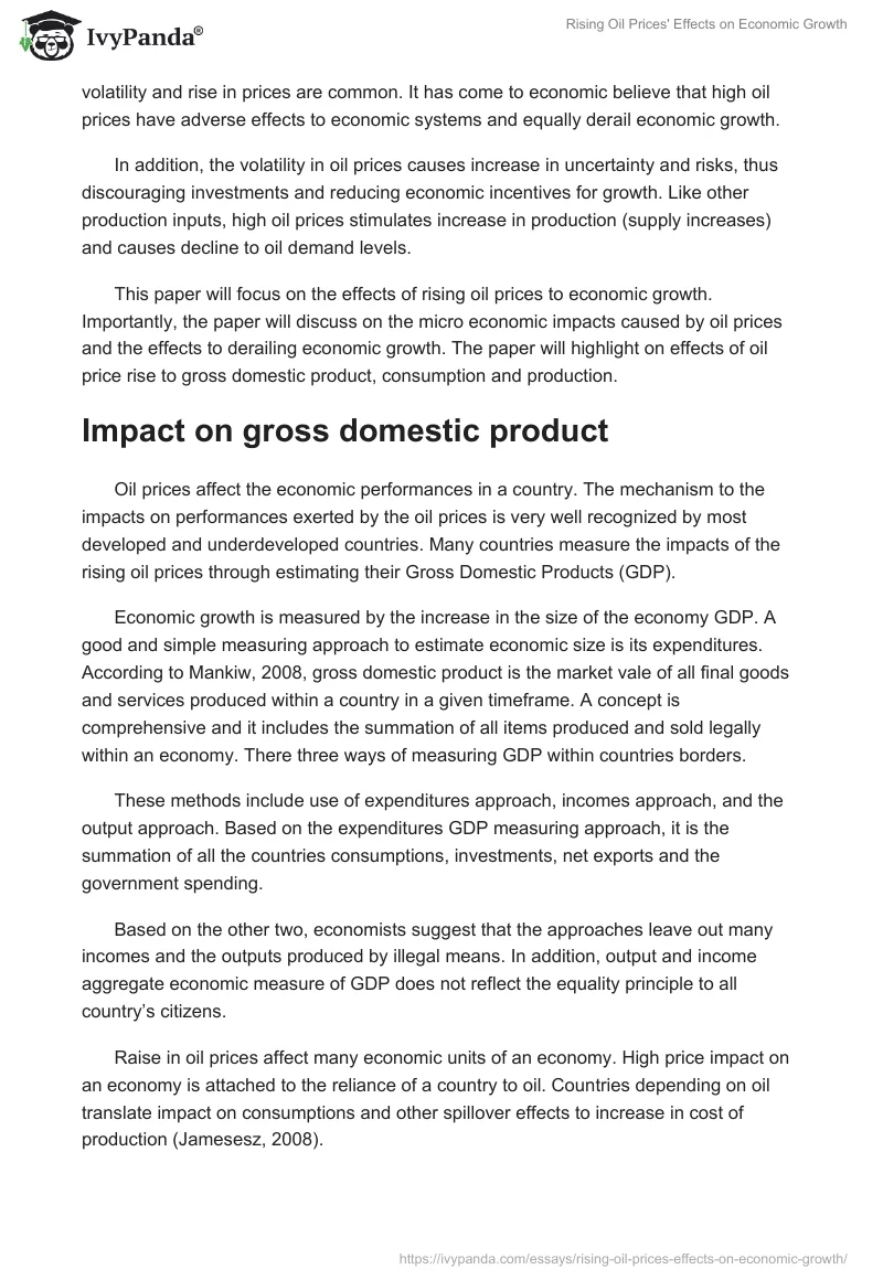 Rising Oil Prices' Effects on Economic Growth. Page 2