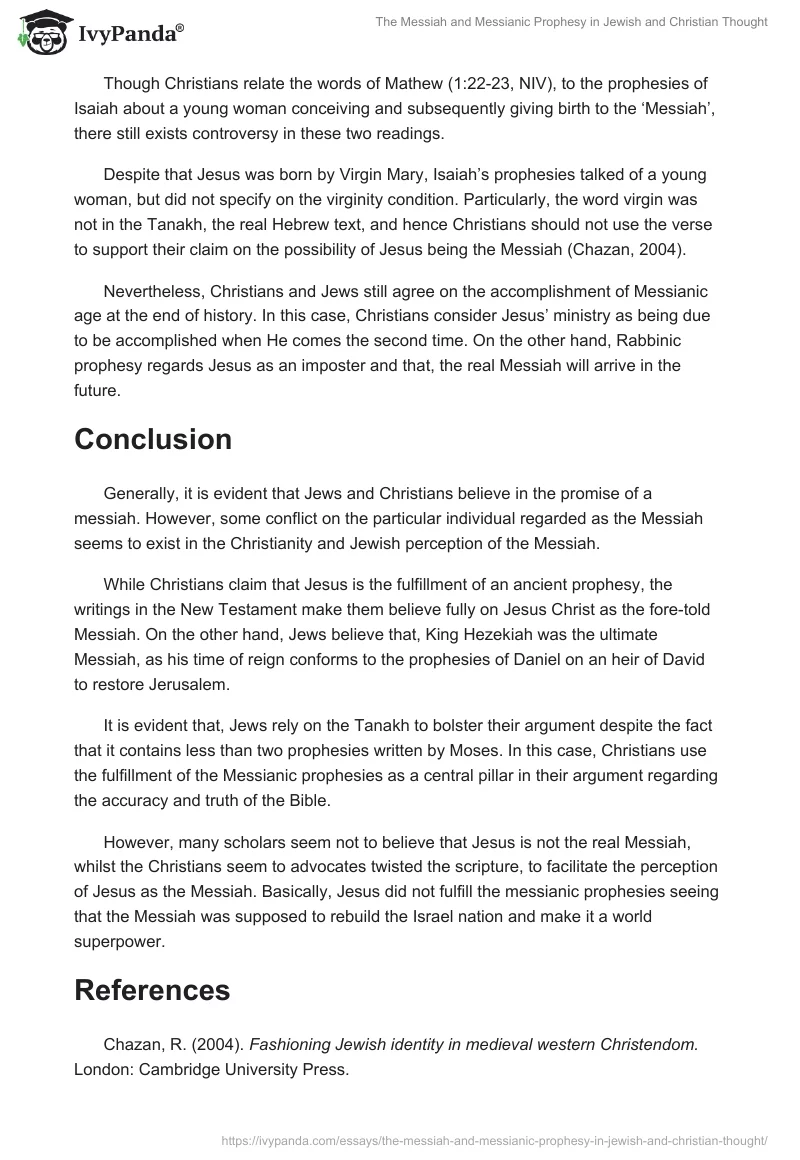 The Messiah and Messianic Prophesy in Jewish and Christian Thought. Page 4