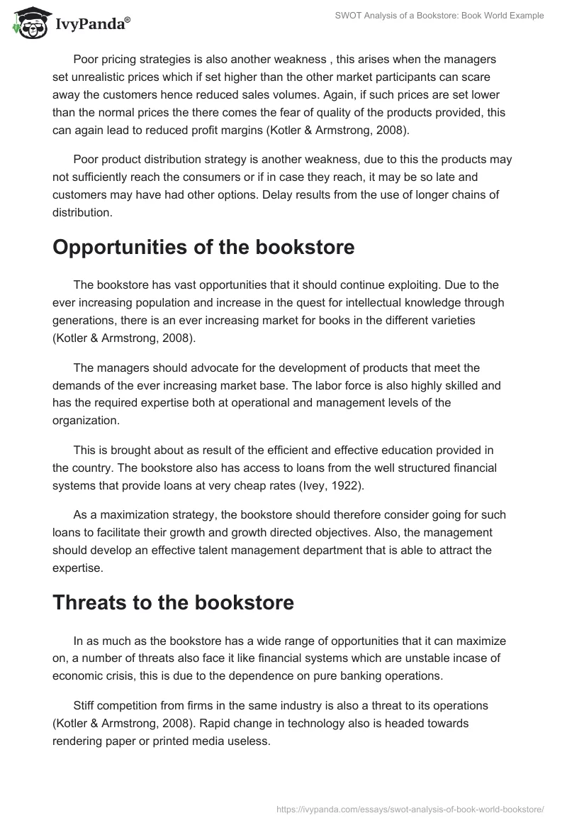 SWOT Analysis of a Bookstore: Book World Example. Page 3