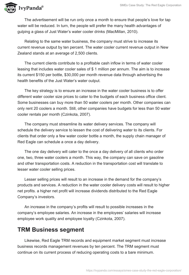 SMEs Case Study: The Red Eagle Corporation. Page 3