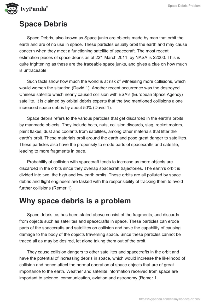 Space Debris Problem. Page 2