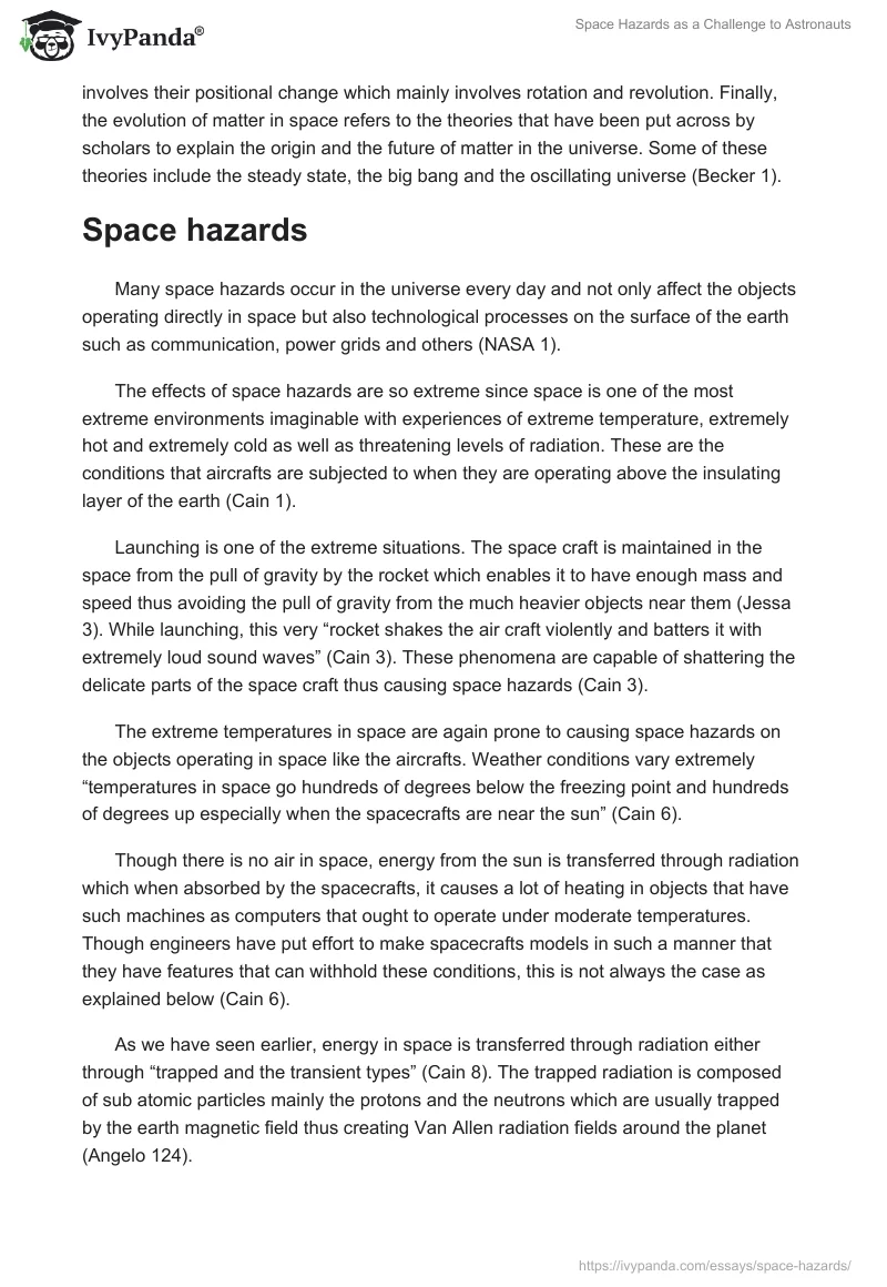 Space Hazards as a Challenge to Astronauts. Page 2