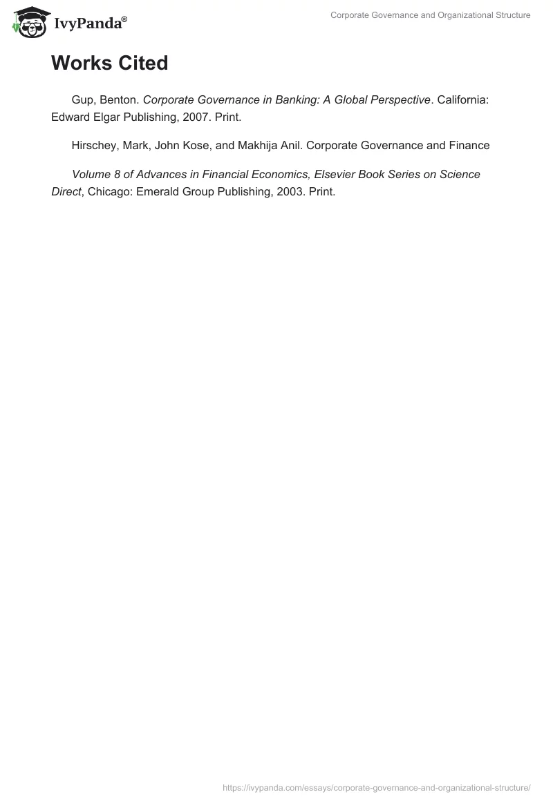 Corporate Governance and Organizational Structure. Page 3