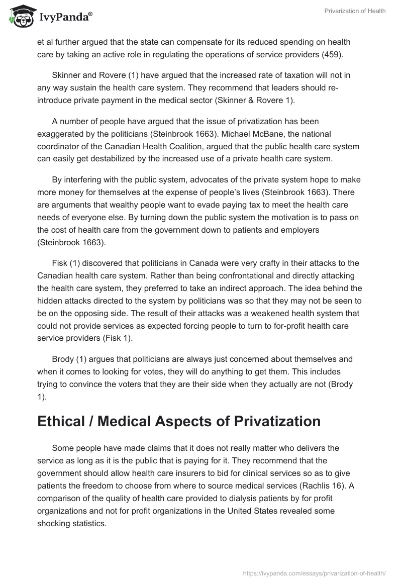 Privarization of Health. Page 5