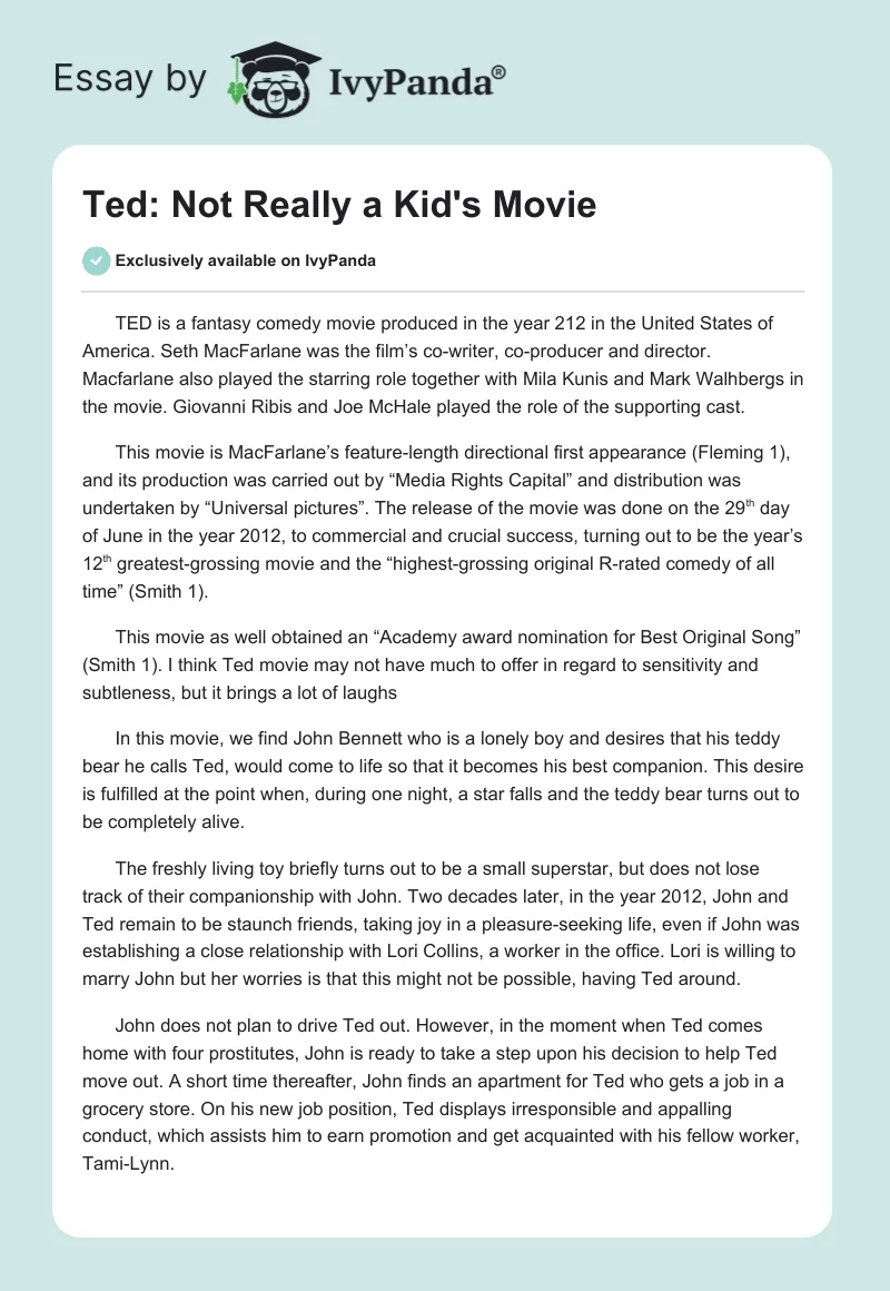 Ted: Not Really a Kid's Movie. Page 1