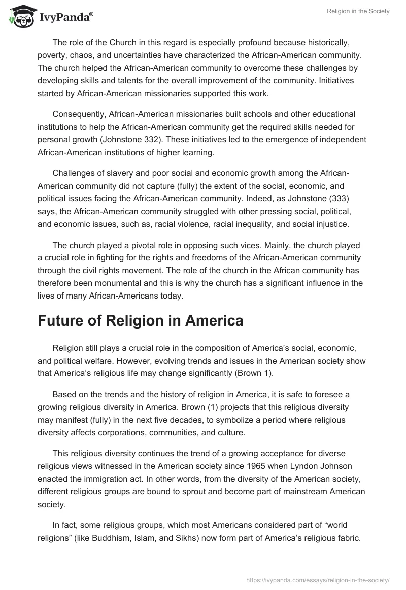 Religion in the Society. Page 2
