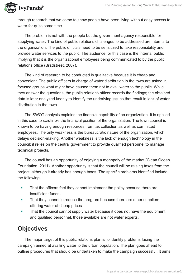 The Planning Action to Bring Water to the Town Population. Page 2