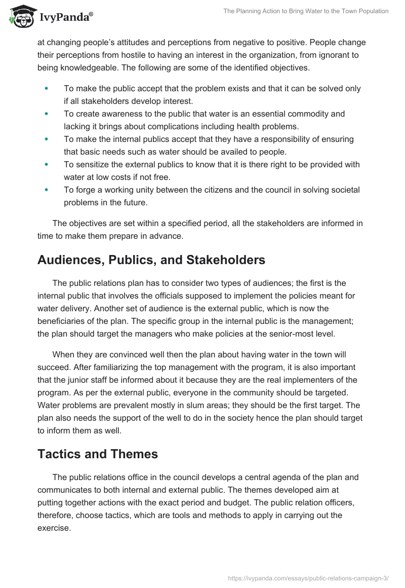 The Planning Action to Bring Water to the Town Population. Page 3