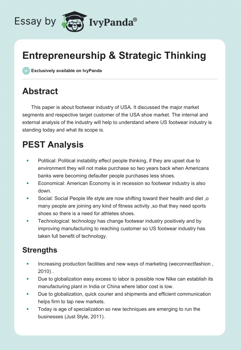 Entrepreneurship & Strategic Thinking. Page 1