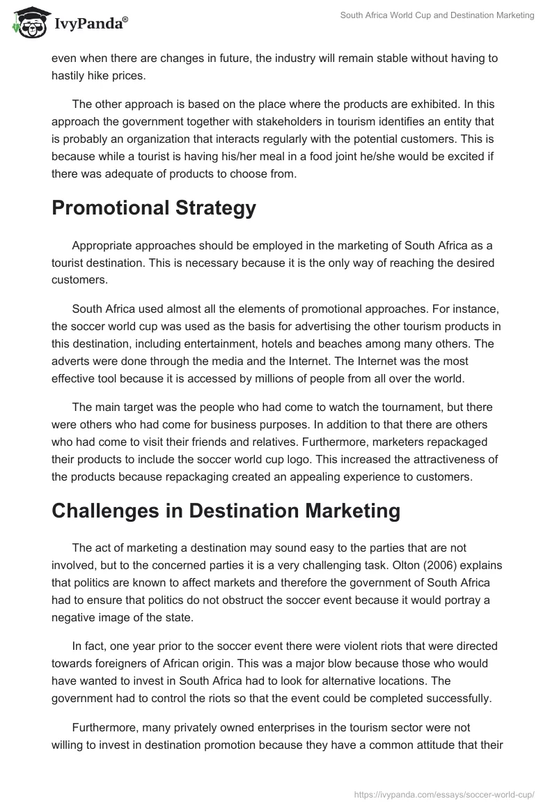 South Africa World Cup and Destination Marketing. Page 4