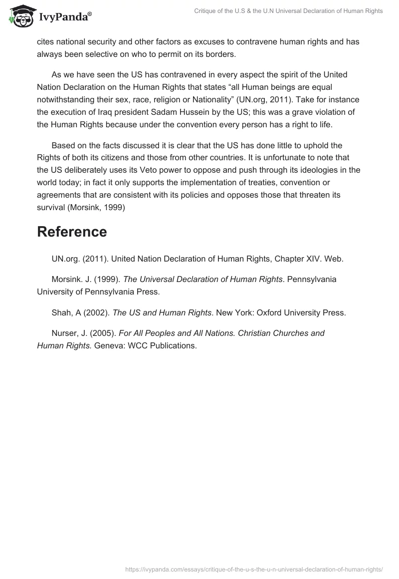 Critique of the U.S & the U.N Universal Declaration of Human Rights. Page 4