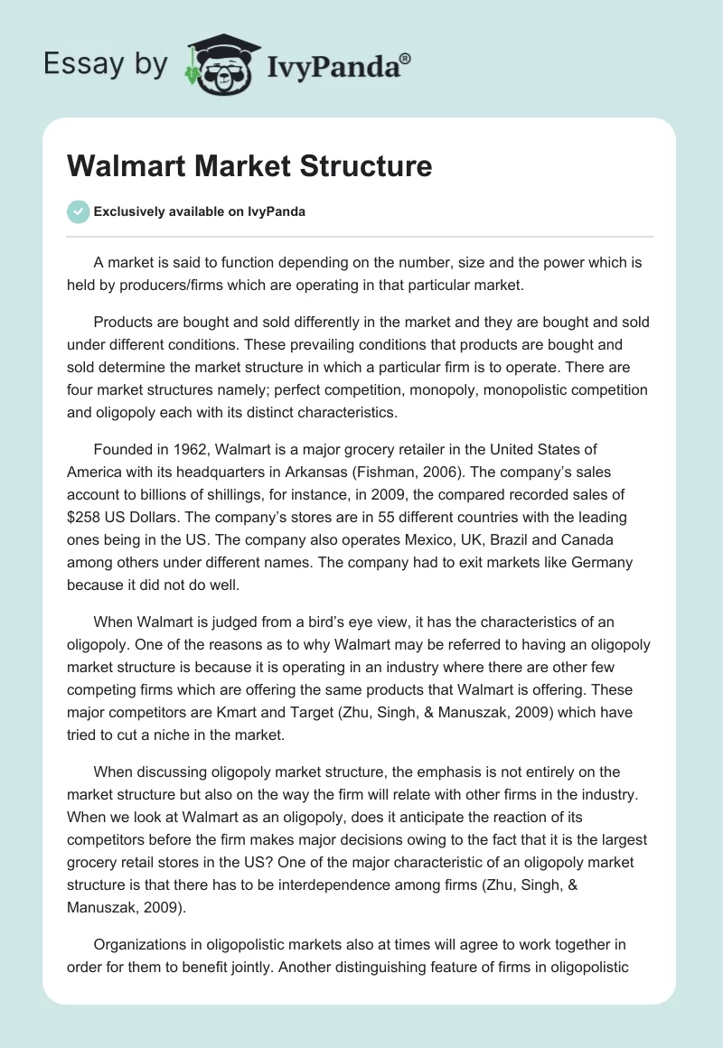 Walmart Market Structure. Page 1