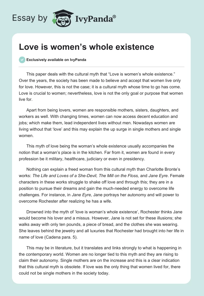 Love is women’s whole existence. Page 1