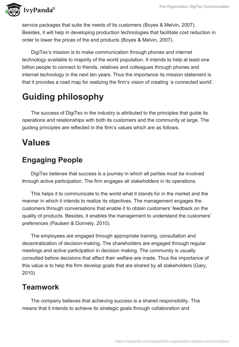 The Organization: DigiTex Communication. Page 2