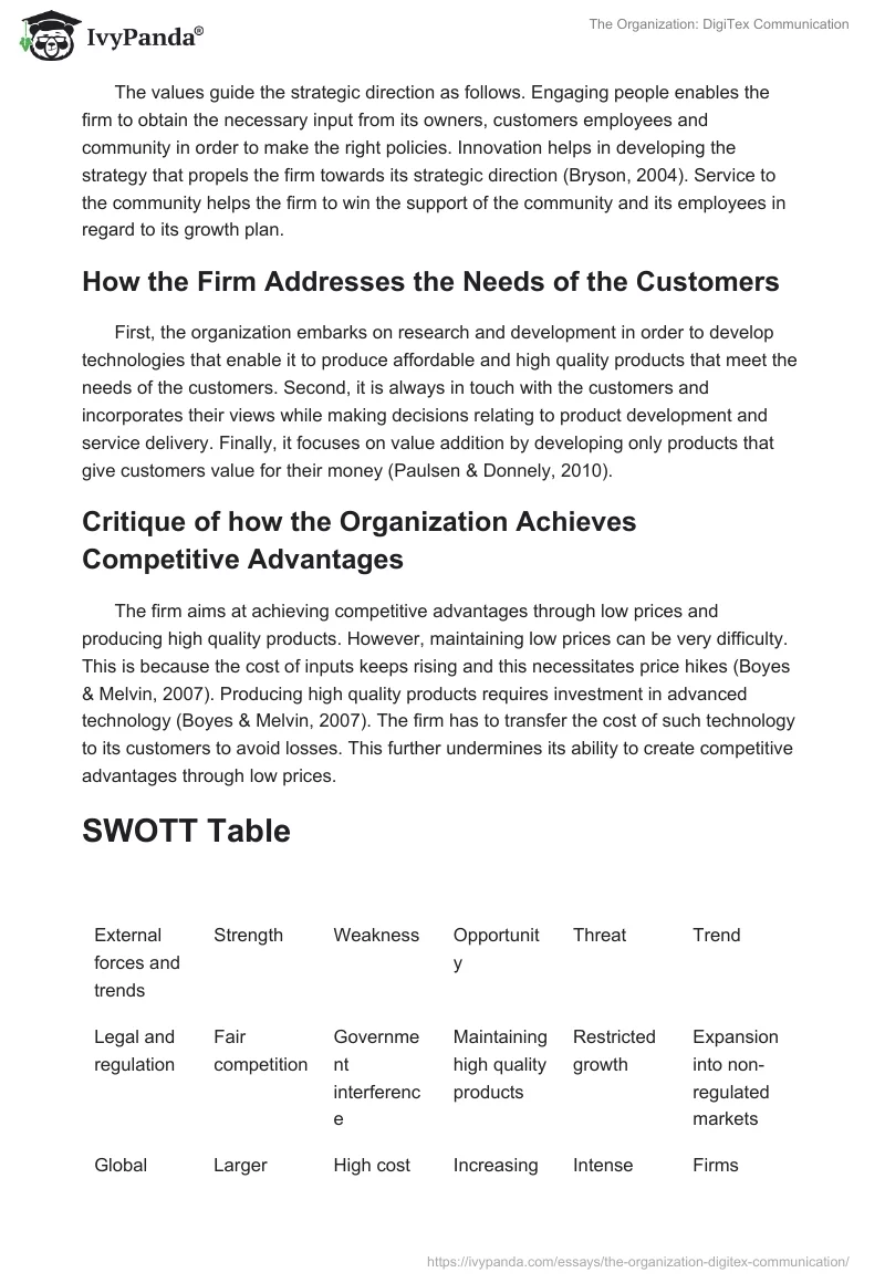 The Organization: DigiTex Communication. Page 4