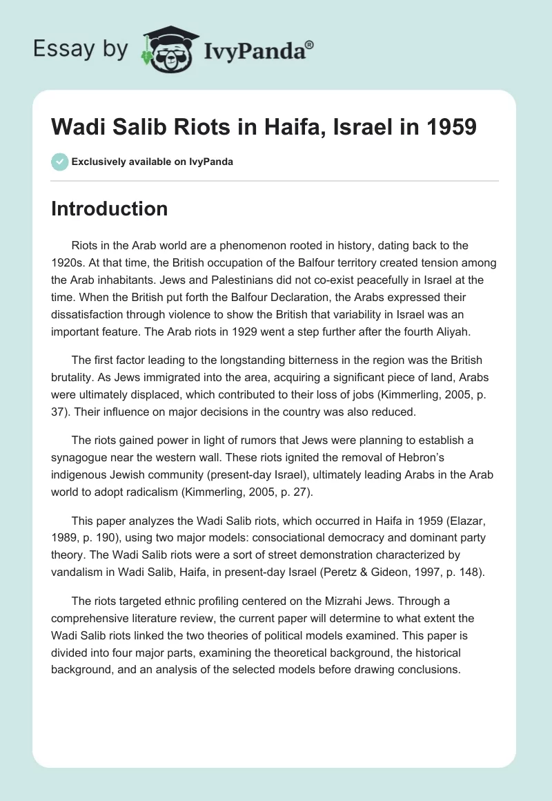 Wadi Salib Riots in Haifa, Israel in 1959. Page 1