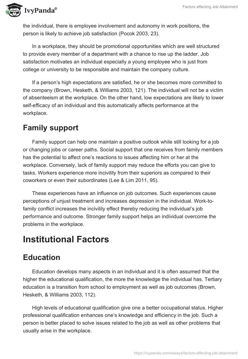 Factors affecting Job Attainment. Page 4