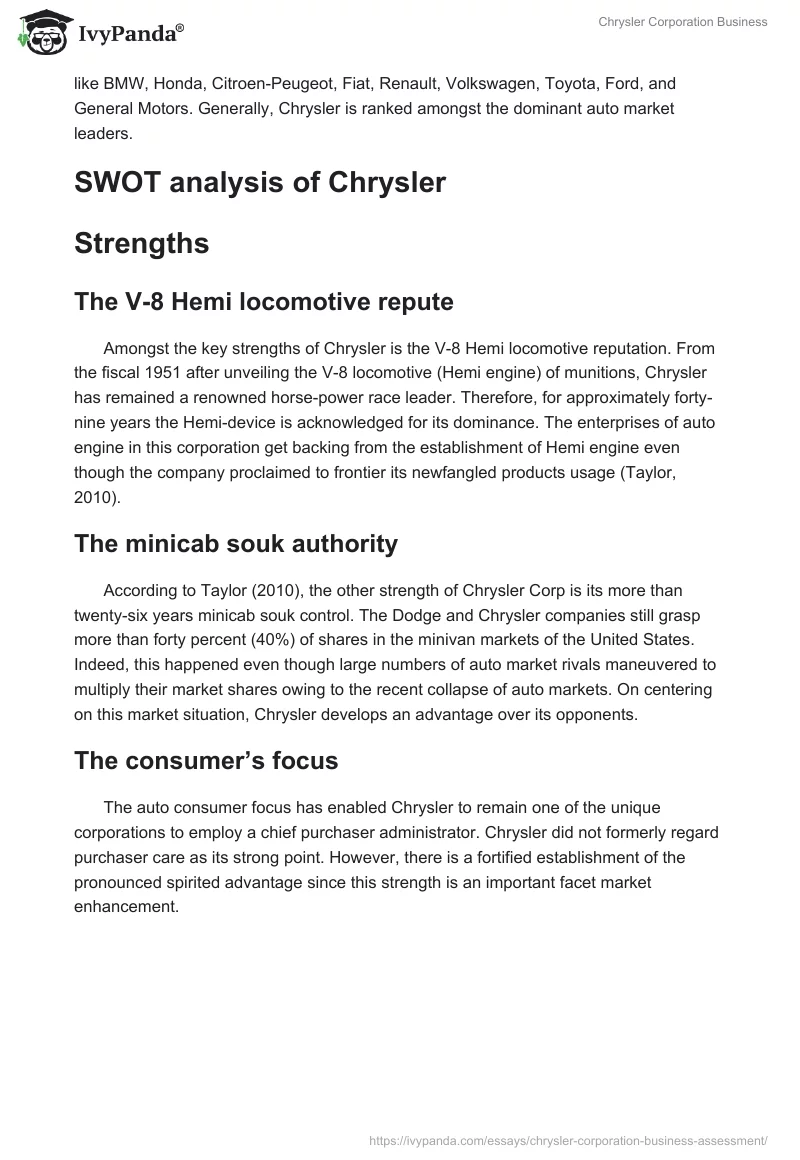 Chrysler Corporation Business. Page 3