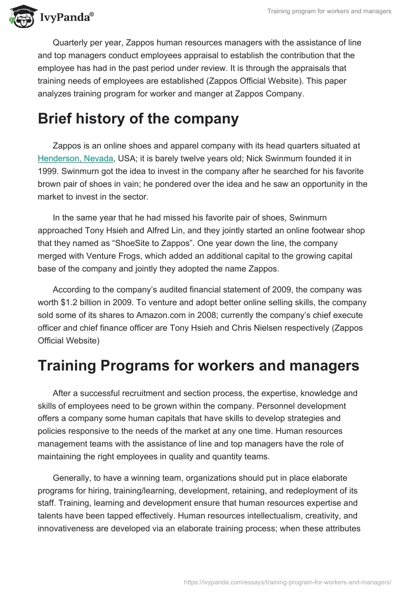 Training program for workers and managers. Page 2