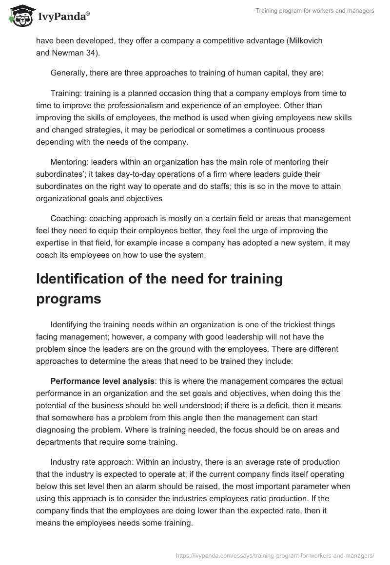 Training program for workers and managers. Page 3