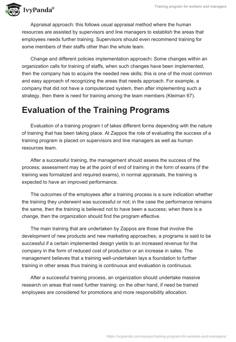 Training program for workers and managers. Page 4