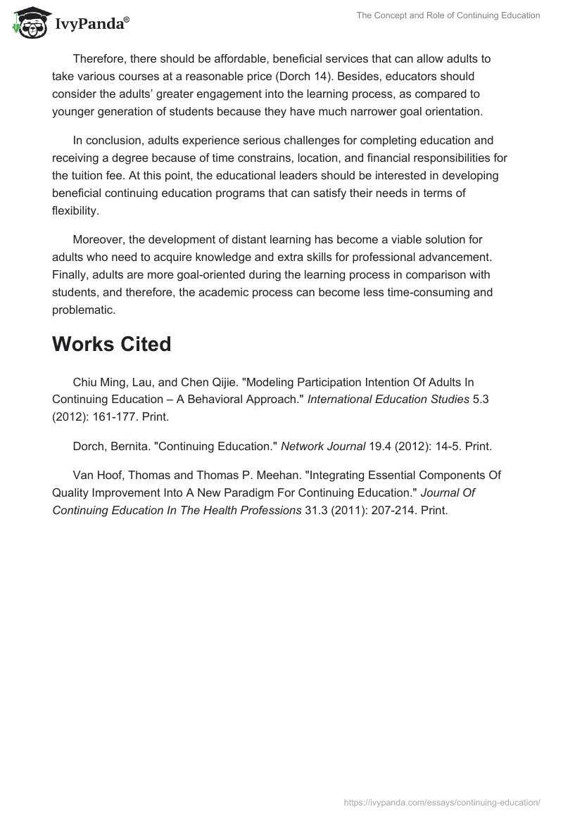 The Concept and Role of Continuing Education. Page 3
