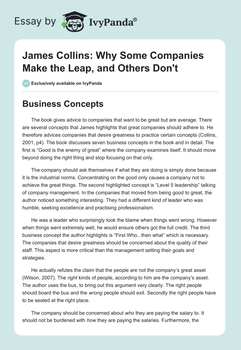 James Collins: Why Some Companies Make the Leap, and Others Don't. Page 1