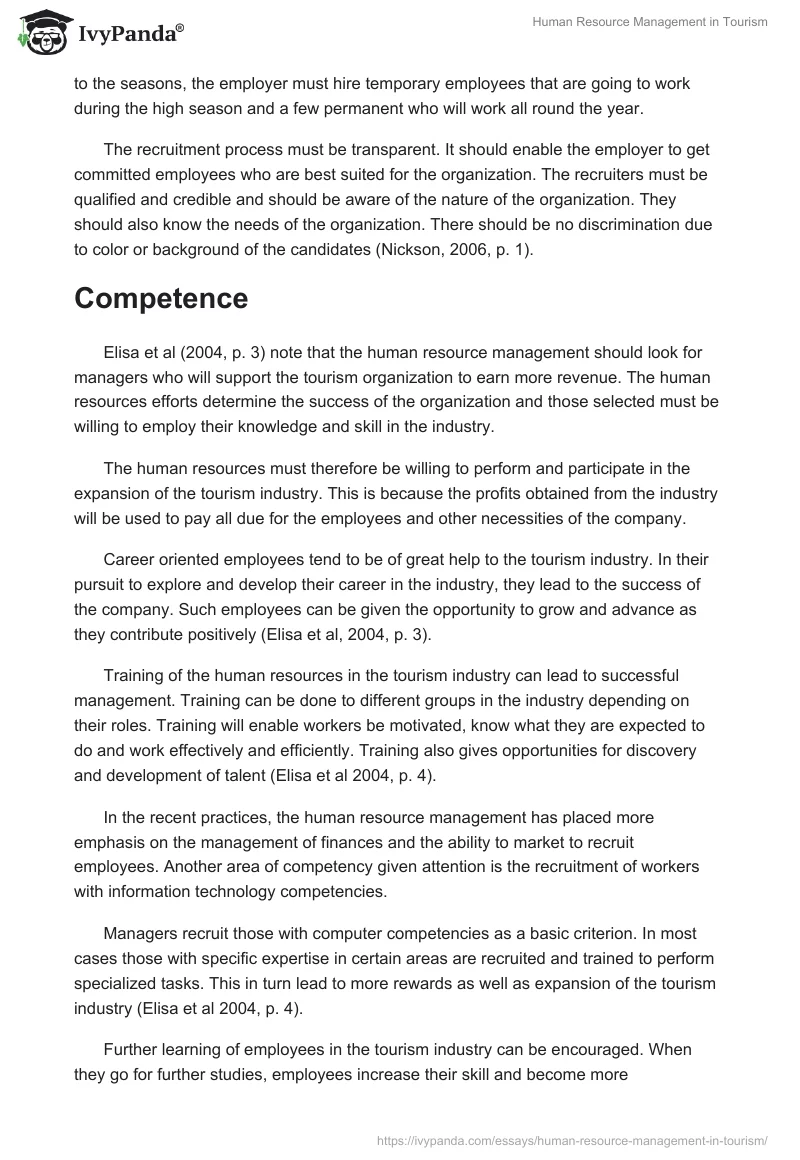 Human Resource Management in Tourism. Page 3