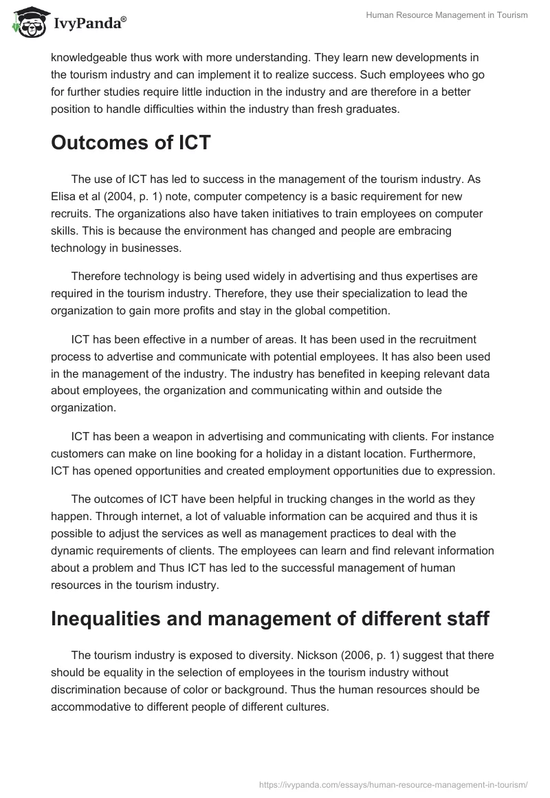 Human Resource Management in Tourism. Page 4