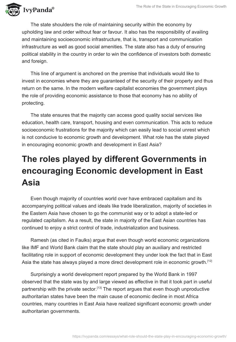 The Role of the State in Encouraging Economic Growth. Page 4