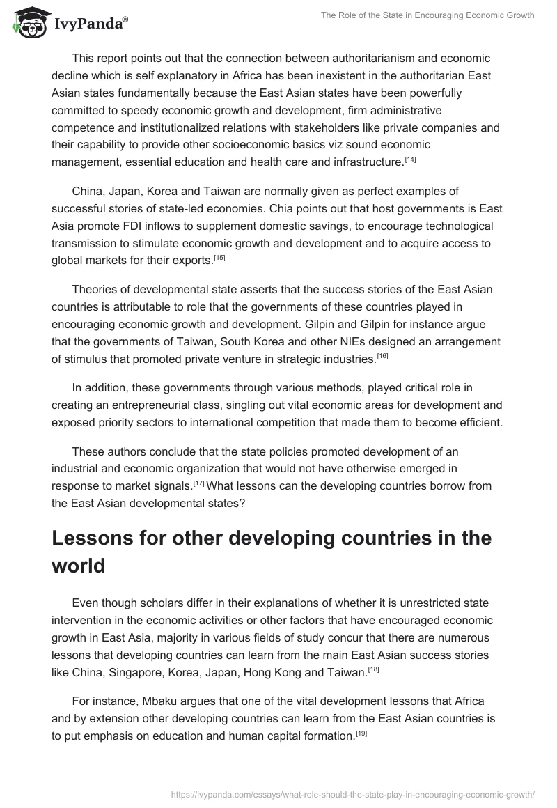 The Role of the State in Encouraging Economic Growth. Page 5