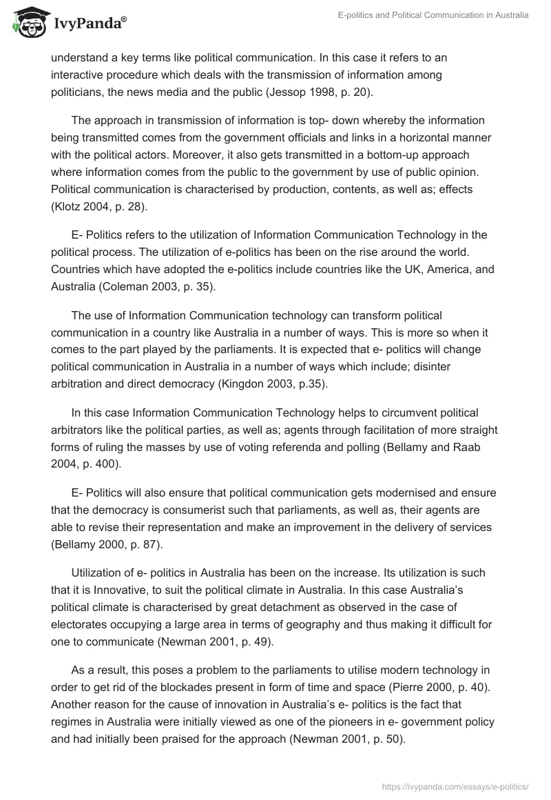 E-politics and Political Communication in Australia. Page 2