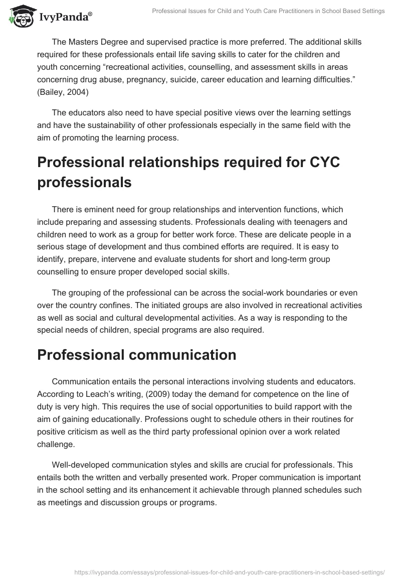 Professional Issues for Child and Youth Care Practitioners in School Based Settings. Page 5